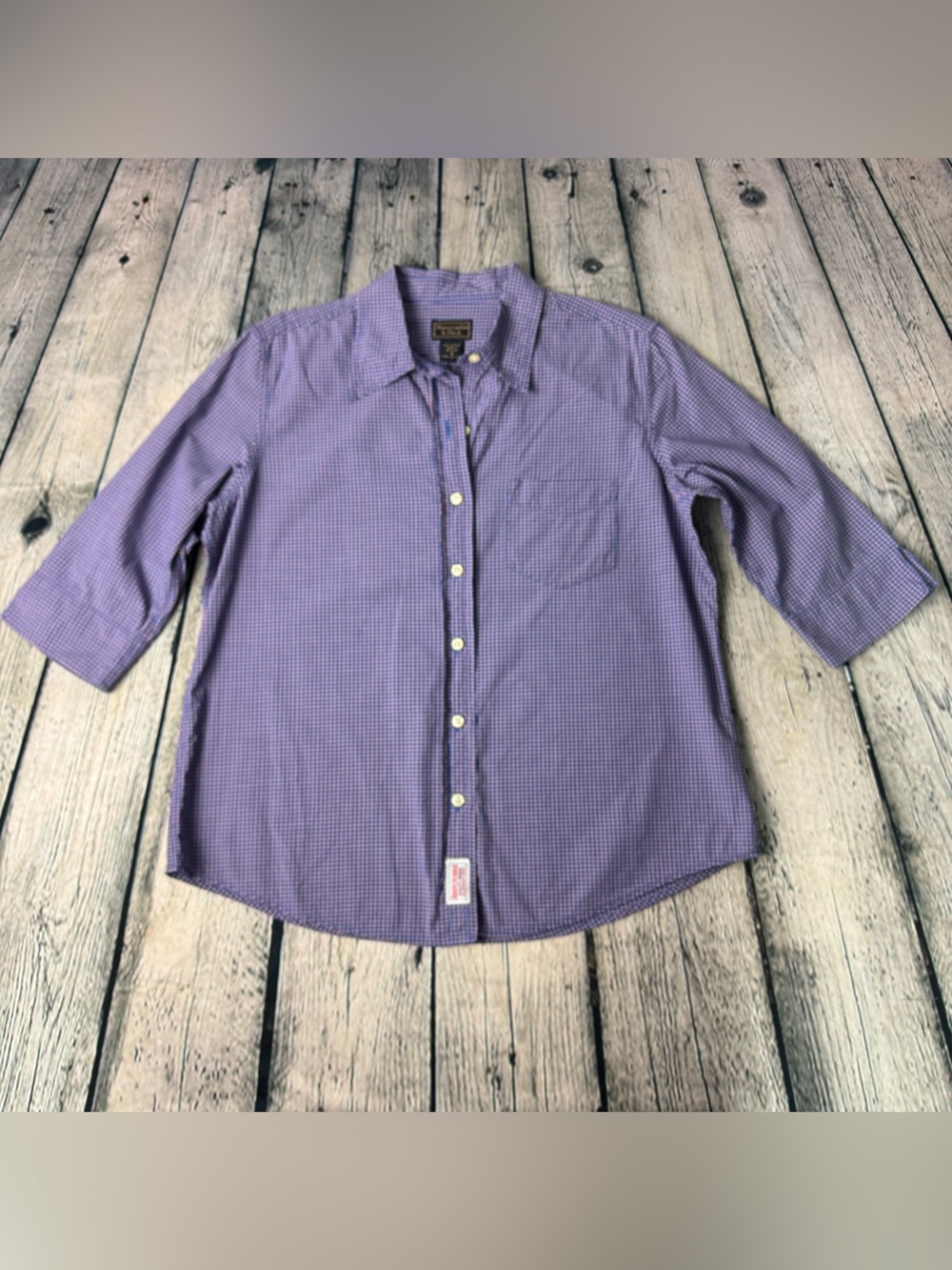 Vtg 90s Y2K Abercrombie & Fitch Purple Blue Micro-Check Button-Down Shirt Size M